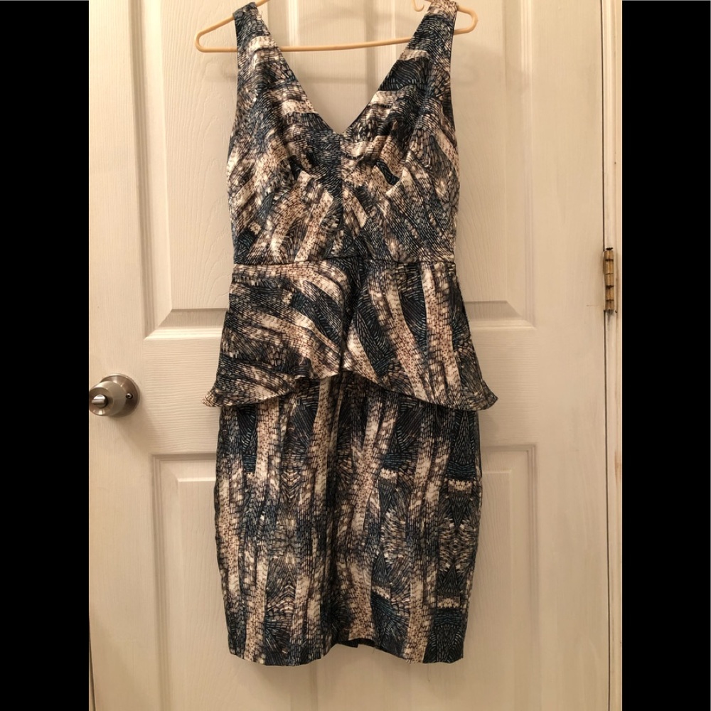 Eva Franco Sequin Print Peplum Dress